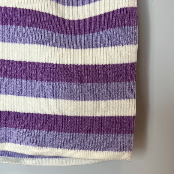 H&M Divided Women's Purple and Cream Stripped Ribbed Cropped Halter Top Large - Picture 2 of 5
